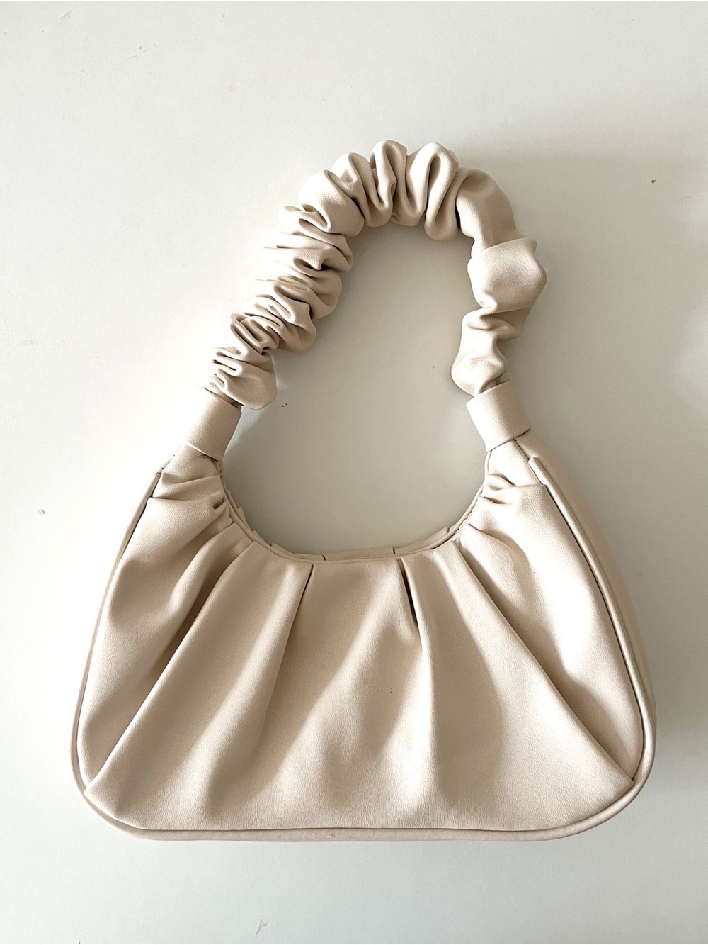 Cream Ruched Handle Shoulder Bag - Unbranded